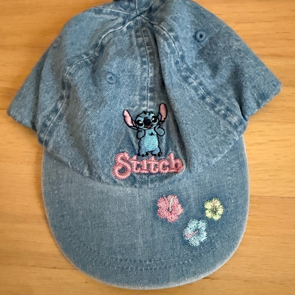 Blue Denim Cap with Stitch Embroidery